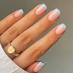 colorful french tip nails short Virgil Herron Nails Minimalist, Nagellack Trends, French Tip Acrylic Nails, Her Nails, Nails Blue, Cute Gel Nails, Tip Nails, Short Acrylic Nails Designs, White French