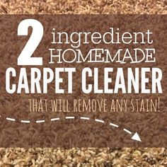 two homemade carpet cleaners with the words 2 ingredient homemade carpet cleaner that will remove any stain