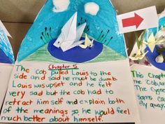 paper boats and flowers are on display in front of a sign that says, charles 5