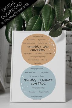 there is a sign that says things i can control in front of a potted plant