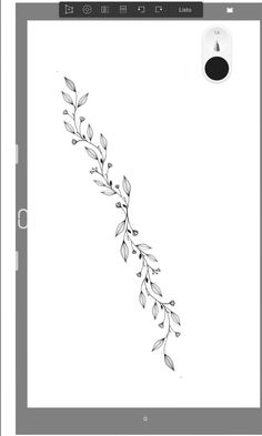 an image of the back side of a cell phone with leaves drawn on it, in black and white