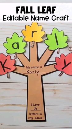 fall leaf printable name craft for kids