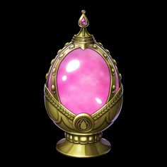 a pink object with gold trim on it's sides and an ornate design around the edges