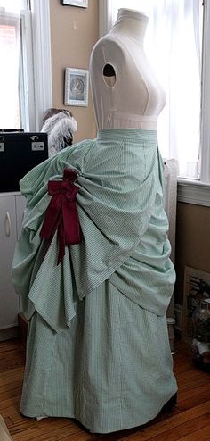 Raspberry Mint Sorbet Bustle Dress – The Skirts | The Modern Mantua-Maker Mint Sorbet, Victorian Fashion Women, Victorian Outfit, Edwardian Costumes, Walking Dress, 1880s Fashion, Historical Sewing, Fall Sewing, Victorian Dresses