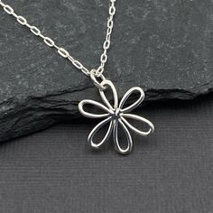 Celtic Legends, Lucky Jewelry, Flower Charm Necklace, Daisy Charm, Tiny Charm, Daisy Necklace, Sterling Jewelry, Everyday Necklace, Tiny Flowers