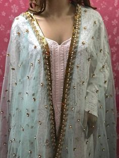 Elegant and sophisticated, this Dupatta gives you the perfect ethnic look. This gorgeous Dupatta is comfortable and lightweight. Rich in look, this Dupatta is sure to grab attention. It can be paired with the ethnic wear of your choice with grace. Perfect for all seasons. MEASUREMENTS: Length: 92 Designer Dupatta, Wedding Shawls, Light Sea Green, Suit Salwar, Lehenga Suit, Stole Scarf, Ethnic Looks, Wedding Shawl, Net Dupatta