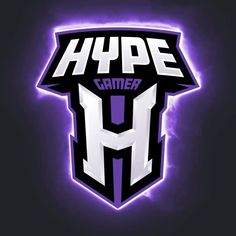 the hype gamer logo is shown in purple and black with white letters on it