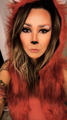 Simple Fox Makeup, Red Fox Makeup, Red Panda Makeup, Red Panda Makeup Halloween, Fox Diy Costume