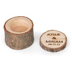 personalized wood candle holders with names and date engraved on the top, set of two