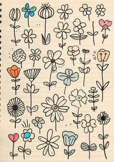 a notebook with flowers drawn on it