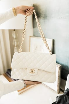 Chanel Handbag White, Tas Lv, Tas Bahu, Popular Handbags, White Purse, Medium Handbags, Bag Sewing, Cute Handbags, Handbags Affordable