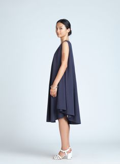 Dark Blue Jade Tent Sleeveless Dress Chic Sleeveless Dress With Relaxed Skirt, Chic Fluid Sleeveless Dress, Chic Sleeveless Fluid Dress, Versatile Sleeveless Midi Dress For Daywear, Versatile Sleeveless Daywear Dress, Casual Sleeveless Dress With Relaxed Skirt, Chic Blue Dress With Relaxed Skirt, Chic Blue Dresses With Relaxed Skirt, Tent Silhouette