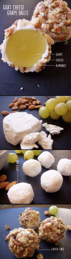 the steps to making cheese balls with grapes and pecans