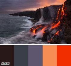 an image of the ocean with lava coming out of it