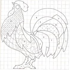 a drawing of a rooster with numbers on it