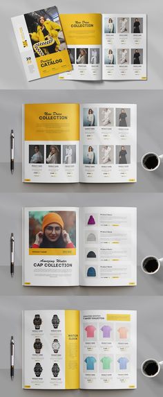 Clothing Product Catalog or Fashion Lookbook Template Magazine Template Clothing Brand Catalogue, Fashion Catalogue Design Layout, Catalog Design Fashion, Lookbook Template, New Dress Collection