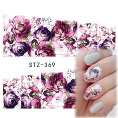 Nail Art Water Decals Stickers Transfers Deep Purple Flowers Gel Polish (369) | Health & Beauty, Nail Care, Manicure & Pedicure, Nail Art Accessories | eBay! Deep Purple Flowers, Nail Art Stickers Decals, Uv Gel Nails, 3d Nail, Nail Varnish