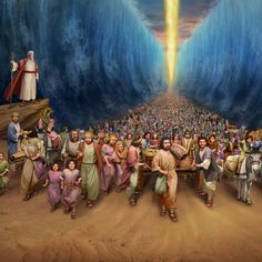 a large group of people standing in the middle of a tunnel with an image of jesus on it