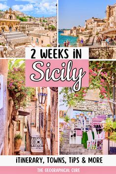 Pinterest pin for 2 weeks in Sicily itinerary Sicily Road Trip, Things To Do In Sicily, Sicily Itinerary, Greek Temples, Gorgeous Scenery, The Ruins