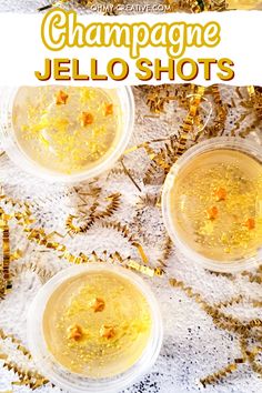 champagne jello shots with gold confetti and sprinkles