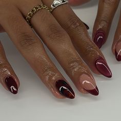 fall nail colors are everything to me 🥀🥀 - service : #gelx #gelextensions #nails #nailsofinstagram #trendynails #pinterestnails #nailsnailsnails #nailart #fallnails Burgundy Toe Nails Designs, Gelx Inspo Nails Fall, Red And Gold Nails Ideas, Aura Nails Designs, Fall Aura Nails, Gelextensions Nails, Pomegranate Nails, Red Nails With Gold, Bday Nails