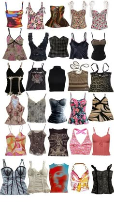 2000s Tops Women, Shirt Types Women, Different Tops Style Names, Crop Tops Trendy, Y2k Outfits Tops, Y2k Fashion Tops, Top Names Clothes, Where To Buy 2000s Clothes, 2000’s Dresses