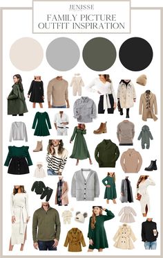 a collage of different clothes and sweaters with the words family picture outfit inspiration