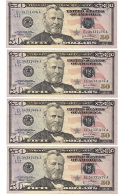 three bills with two men on them