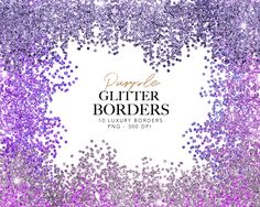 purple glitter border with stars and sparkles on the bottom, in front of a white background