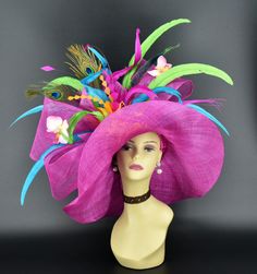 SD28AA Fuchsia Orange Teal Green Hat Kentucky Derby Hat, Wedding Hat, Eater Hat, Tea Party Hat, Race Hat Jumbo Bow Wide Brim Sinamay Hat - Etsy Elegant Handmade Pink Hat, Handmade Purple Party Hat, Multicolor Costume Hats For Royal Ascot Races, Multicolor Costume Hats And Headpieces For Royal Ascot, Elegant Multicolor Short Brim Hat, Whimsical Curved Brim Hat For Royal Ascot, Whimsical Costume Hat With Curved Brim For Royal Ascot, Elegant Multicolor Carnival Headpieces, Multicolor Fedora For Kentucky Derby