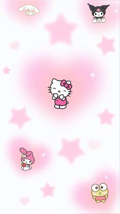 the hello kitty wallpaper is pink and white