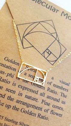 Golden Ratio Necklace, Fibonacci Necklace, Fibonacci Golden Ratio, Golden Section, Golden Mean, Divine Proportion, Math Gift, Fibonacci Sequence, Triangle Tattoos