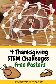 November Stem Activities, Toothpicks And Marshmallows, Turkey Trap, Tom The Turkey, Thanksgiving Classroom Activities, Stem Activities Preschool