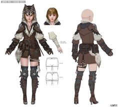 Wolf Armor, Wolf Outfit, Fantasy Wolf, Character Model Sheet, Model Sheet, Brown Ombre, Armors, Fantasy Warrior, Character Sheet