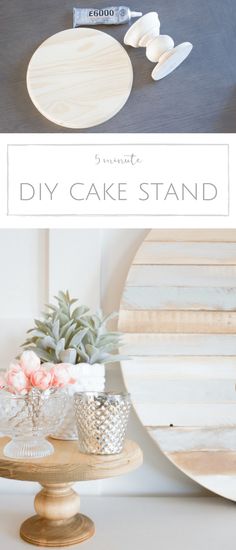 the diy cake stand is made from an old piece of wood