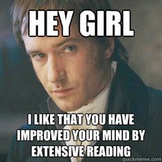 a man in a suit and tie with the caption hey girl i like that you have impposed your mind by extensive reading