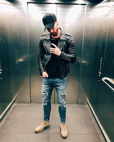 A Mirror Selfie, Men's Leather Jacket, Dope Fashion, Leather Motorcycle Jacket, A Mirror, Mens Leather, Ups And Downs