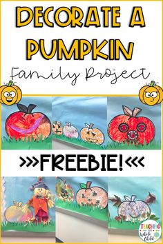 a collage of pumpkins with the words decorate a pumpkin family project freebie