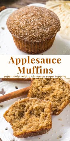 Delicious applesauce muffins are so easy to make and have the perfect hint of cinnamon and super soft centers. They're topped with a cinnamon sugar coating for the perfect fall muffin #applemuffins #applesauce #applesaucemuffins #applecinnamon from Just So Tasty https://www.justsotasty.com/applesauce-muffins/ What To Make With Apples Healthy, Caramel Apple Muffin Recipe, Mini Apple Sauce Muffins, Eggless Apple Cinnamon Muffins, What To Do With Soft Apples, Dessert With Applesauce, Cinnamon Apple Muffins Easy, Applesauce Muffins Vegan, Apple Cinnamon Muffins With Applesauce