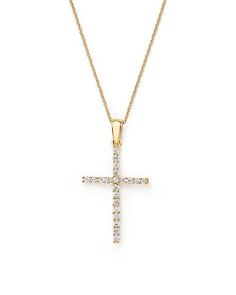 Bloomingdale's - Diamond Cross Necklace in 14K Yellow Gold, 0.25 ct. t.w. - 100% Exclusive Luxury Elegant Yellow Gold Cross Necklace, Simple Cross Necklace Gold, Yellow Gold Pendant Cross Necklace With Diamond Accents, Yellow Gold Diamond Cut Cross Pendant Necklace, Cross-shaped Yellow Gold Diamond Necklace, Vintage Cross Necklace, Cross Necklace Simple, Yellow Gold Diamond-cut Cross Pendant, Diamond Cross Necklace Gold