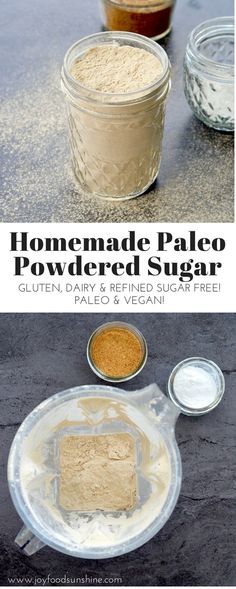 homemade paleo powdered sugar in small glass bowls