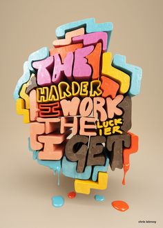 the word work is written in multicolored letters