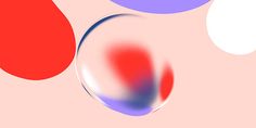 an abstract background with red, white and blue circles in the shape of bubbles on a pink surface