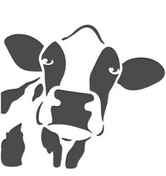 a black and white cow's face is shown in this graphic style, with the word