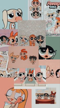 an assortment of cartoon characters are shown in this collage