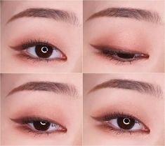 Makeup For Single Eyelid, Eye Makeup Hooded Eyelids, Single Eyelid Makeup, Makeup Hooded Eyelids, Korean Eyeliner, Monolid Eye Makeup, Dark Circles Makeup, Monolid Makeup