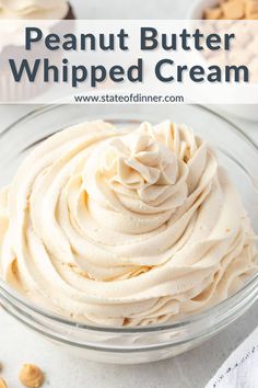 peanut butter whipped cream in a glass bowl