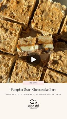 the recipe for pumpkin swirl cheesecake bars