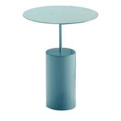 a small round table with a metal base