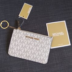 Brand New With Tag Hard To Find Mk Jet Set Travel Coin Pouch Card Holder With Key Ring On The Chain Genuine Leather Vanilla Color Gold Hardware Approximately 5.25" 3.5" Pet Smoke Free Home Please See My Entire Collection Michael Kors Wallets With Card Slots, Vanilla Color, Cardholder Wallet, Keychain Ideas, Kate Spade Card Holder, Tan Leather Belt, Michael Kors Sunglasses, Michael Kors Mercer, Michael Kors Wristlet